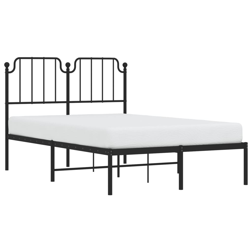 Black Metal Bed Frame with Headboard 120x190cm - No Mattress