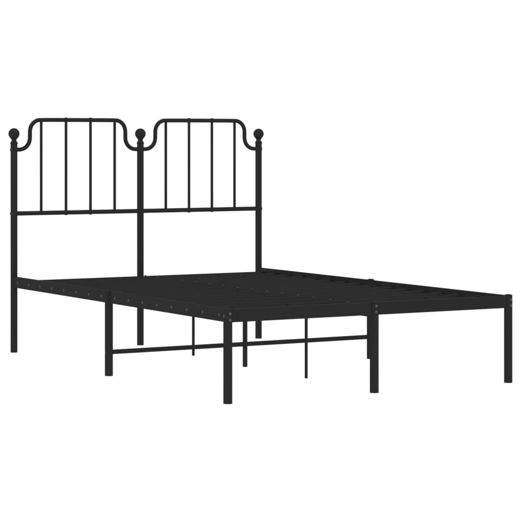Black Metal Bed Frame with Headboard 120x190cm - No Mattress