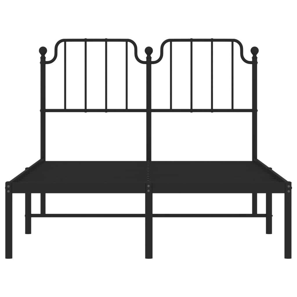 Black Metal Bed Frame with Headboard 120x190cm - No Mattress