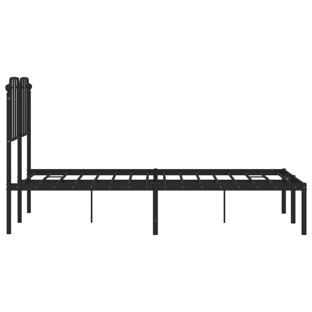 Black Metal Bed Frame with Headboard 120x190cm - No Mattress