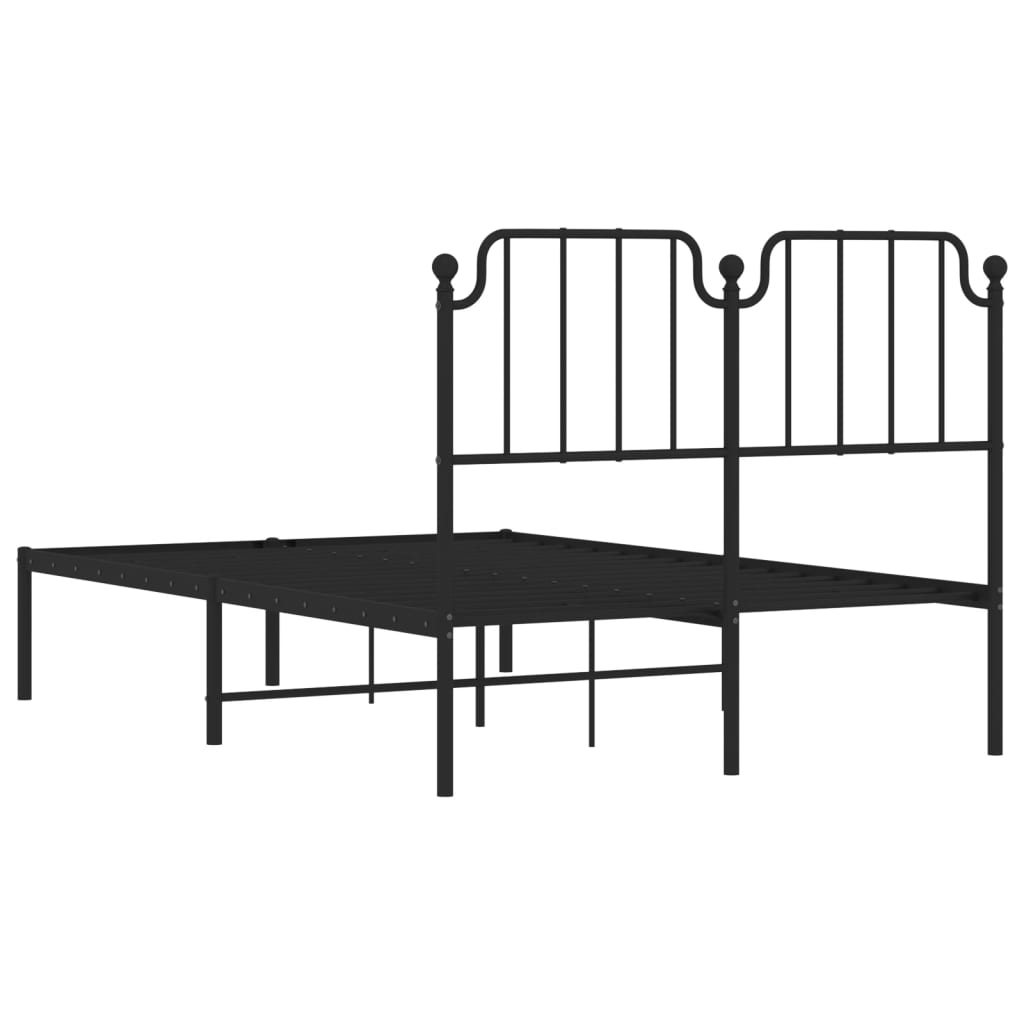 Black Metal Bed Frame with Headboard 120x190cm - No Mattress