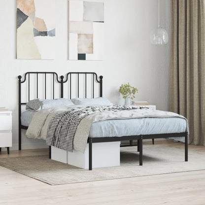 Black Metal Bed Frame with Headboard 120x190cm - No Mattress