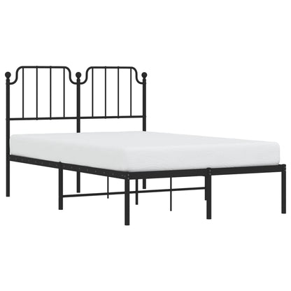 Sleek Black Metal Bed Frame with Headboard - 120x200cm