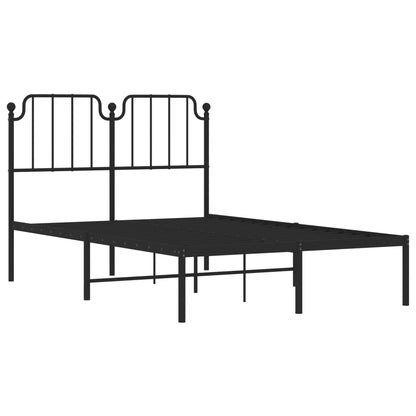 Sleek Black Metal Bed Frame with Headboard - 120x200cm