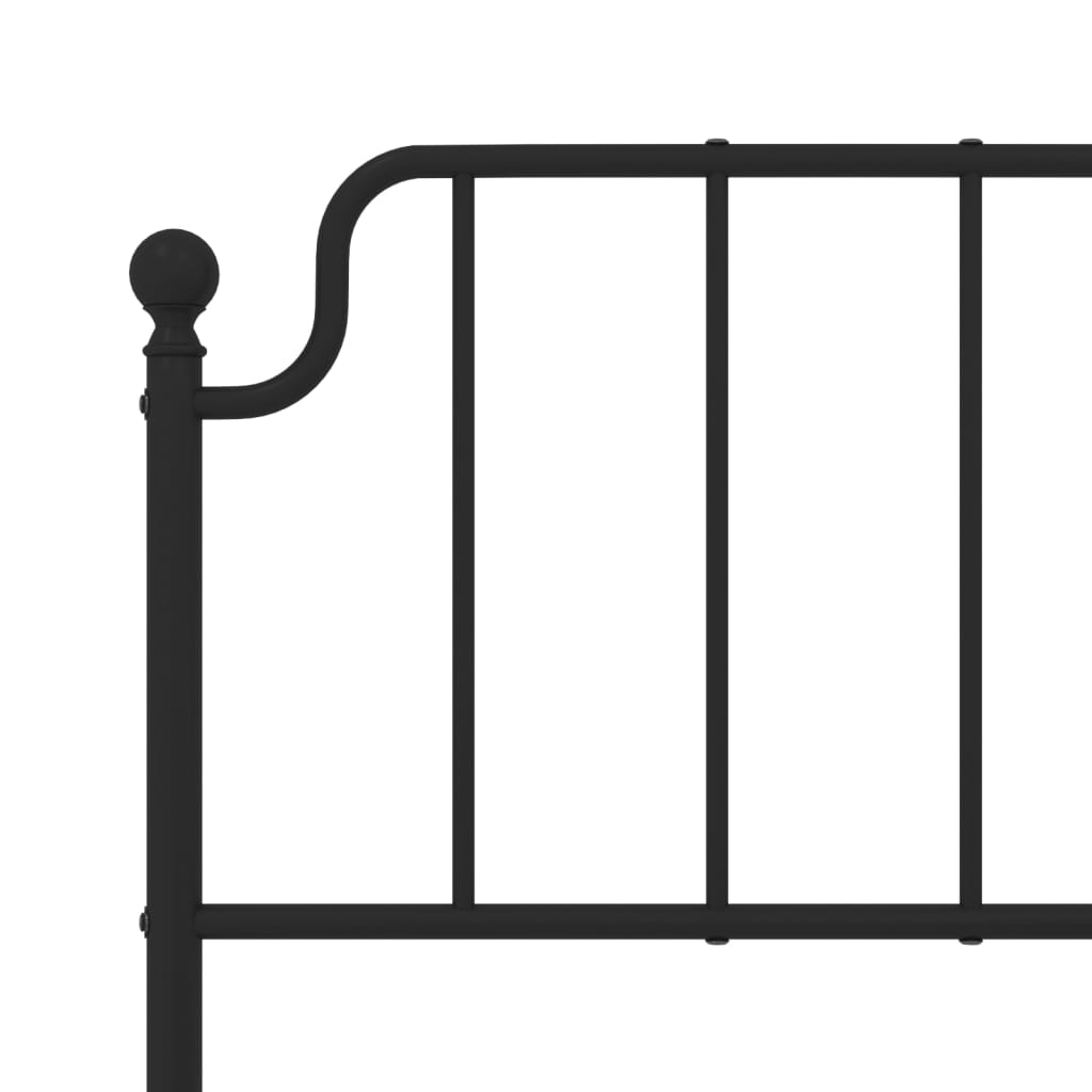 Sleek Black Metal Bed Frame with Headboard - 120x200cm