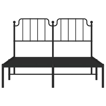 Sturdy Black Metal Bed Frame with Headboard, 135x190cm