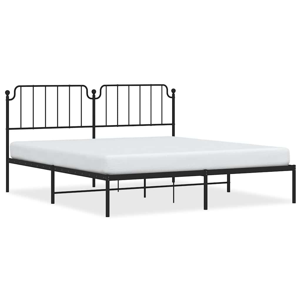 Elegant Black Metal Bed Frame with Headboard 183x213cm - No Mattress