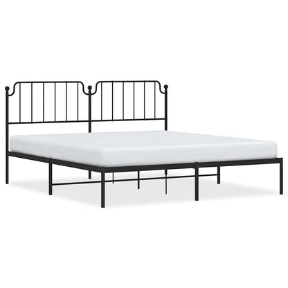 Elegant Black Metal Bed Frame with Headboard 183x213cm - No Mattress