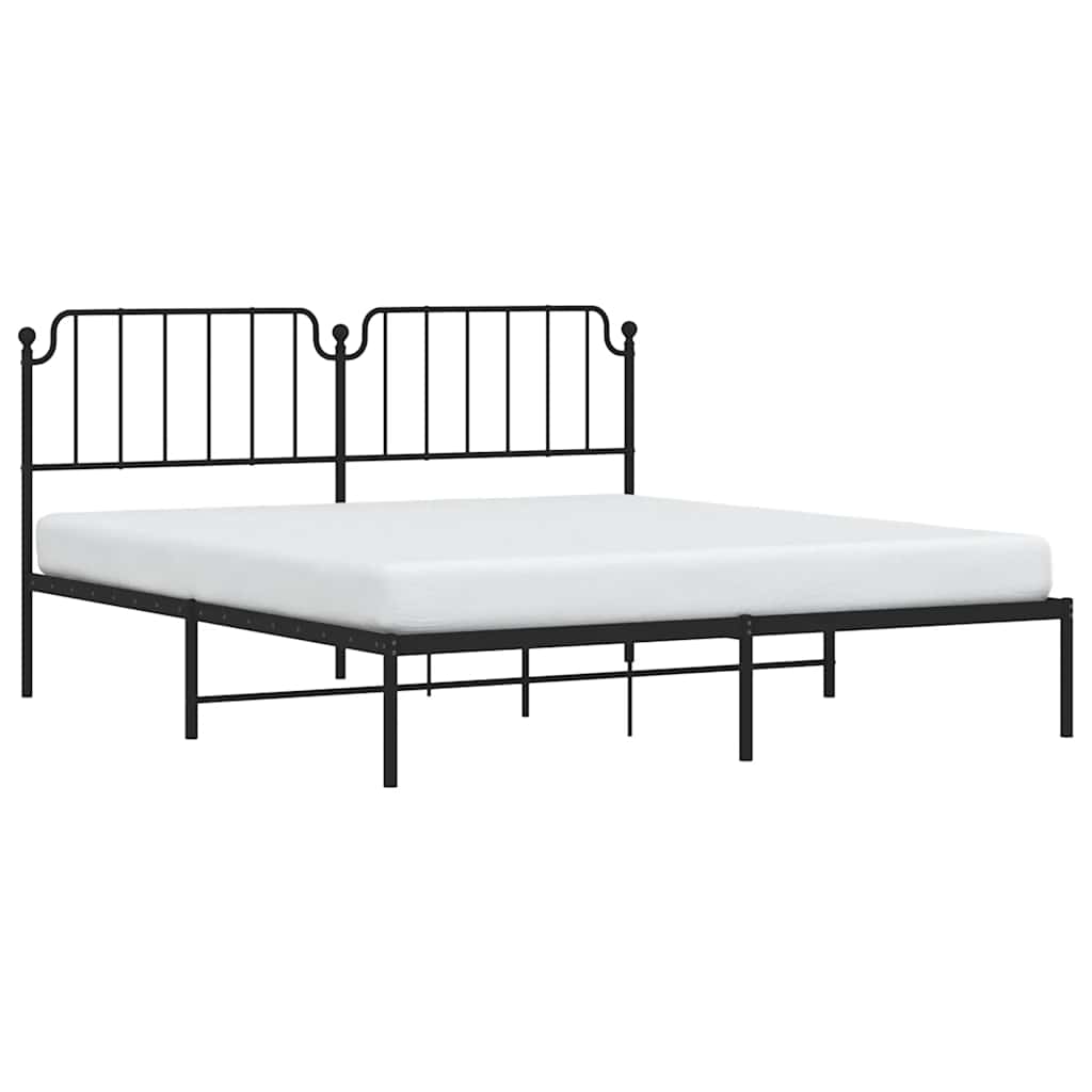 Elegant Black Metal Bed Frame with Headboard 183x213cm - No Mattress