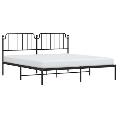 Elegant Black Metal Bed Frame with Headboard 183x213cm - No Mattress