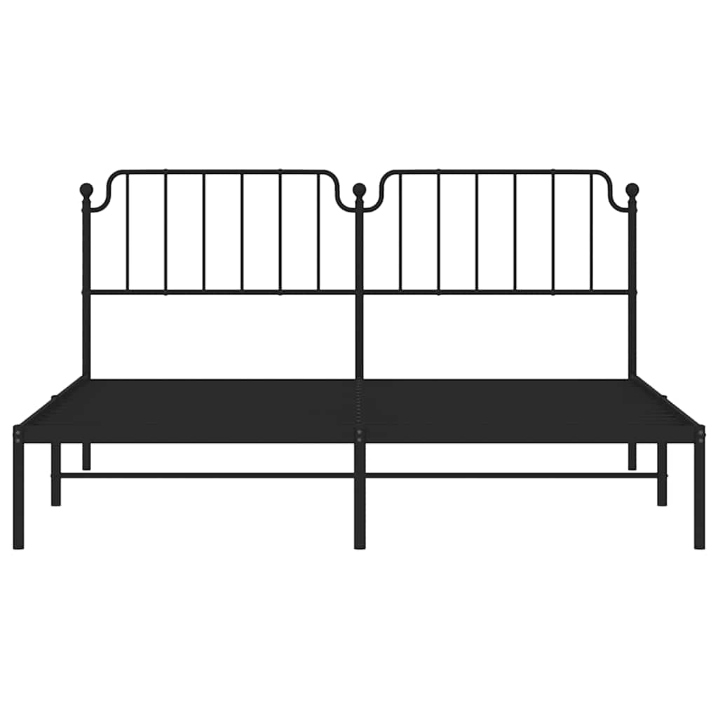 Elegant Black Metal Bed Frame with Headboard 183x213cm - No Mattress
