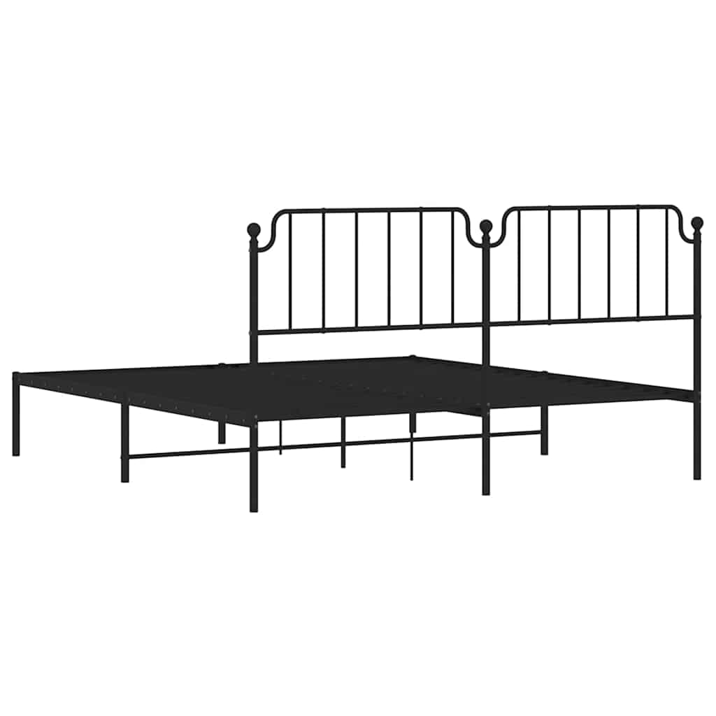 Elegant Black Metal Bed Frame with Headboard 183x213cm - No Mattress