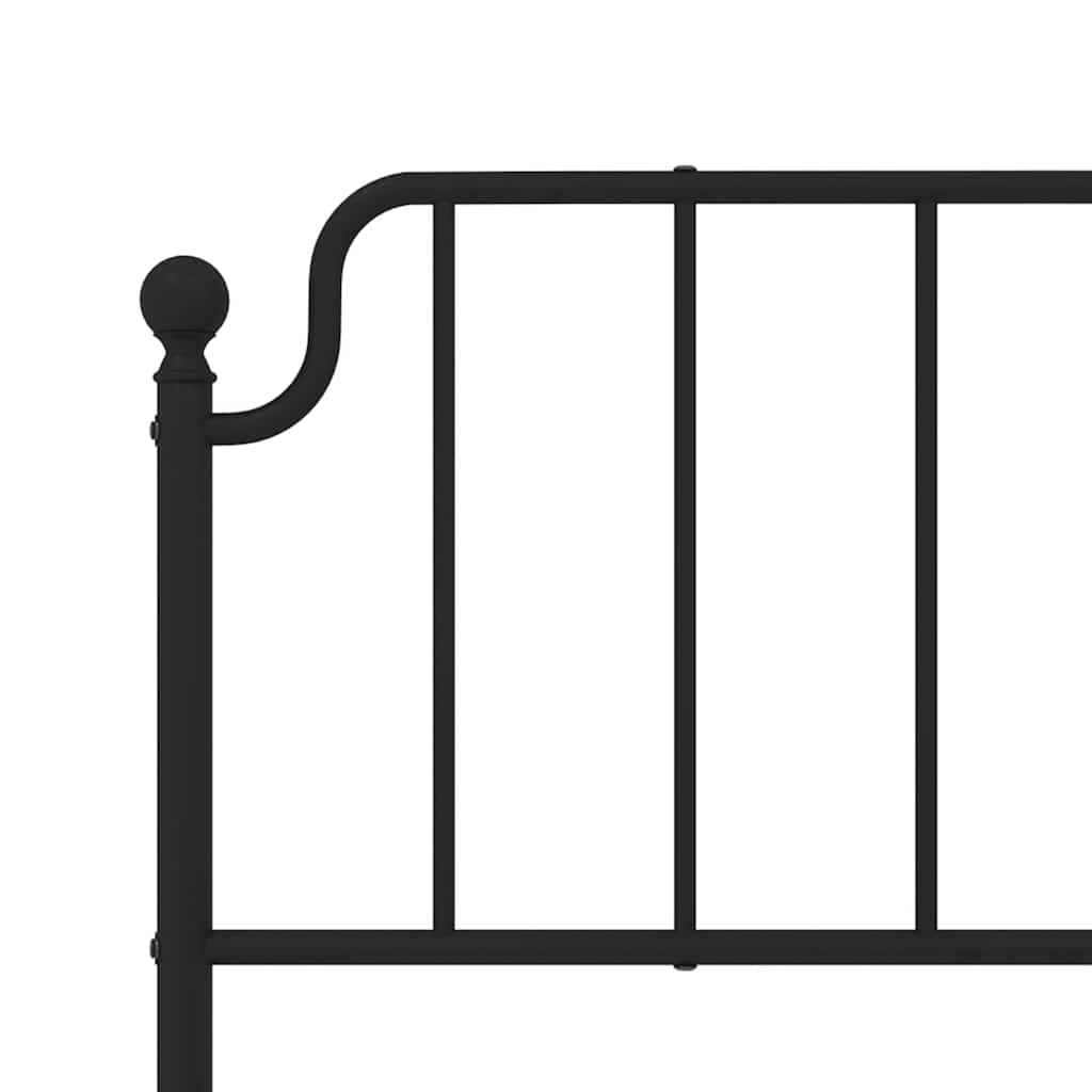 Sleek Black Metal Bed Frame with Headboard, 193x203cm