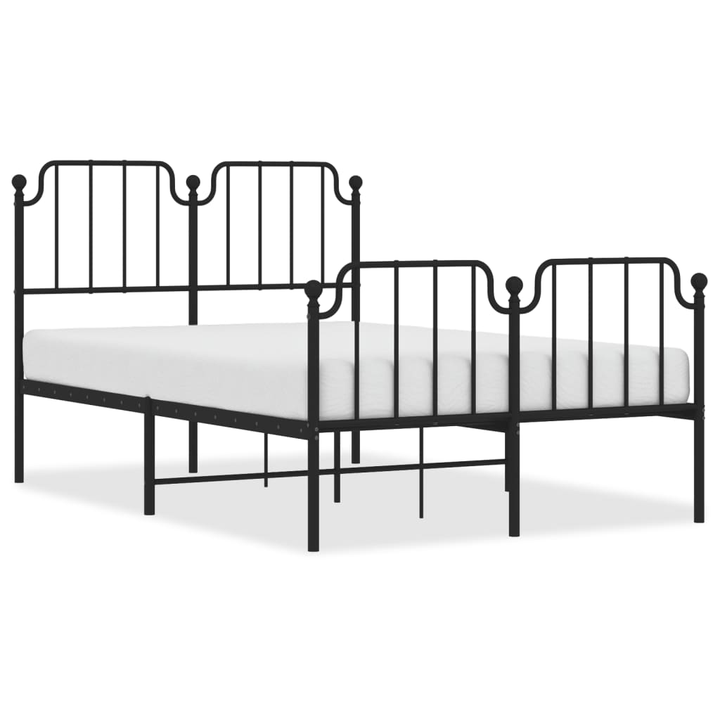 Sleek Black Metal Bed Frame with Footboard - 120x200cm