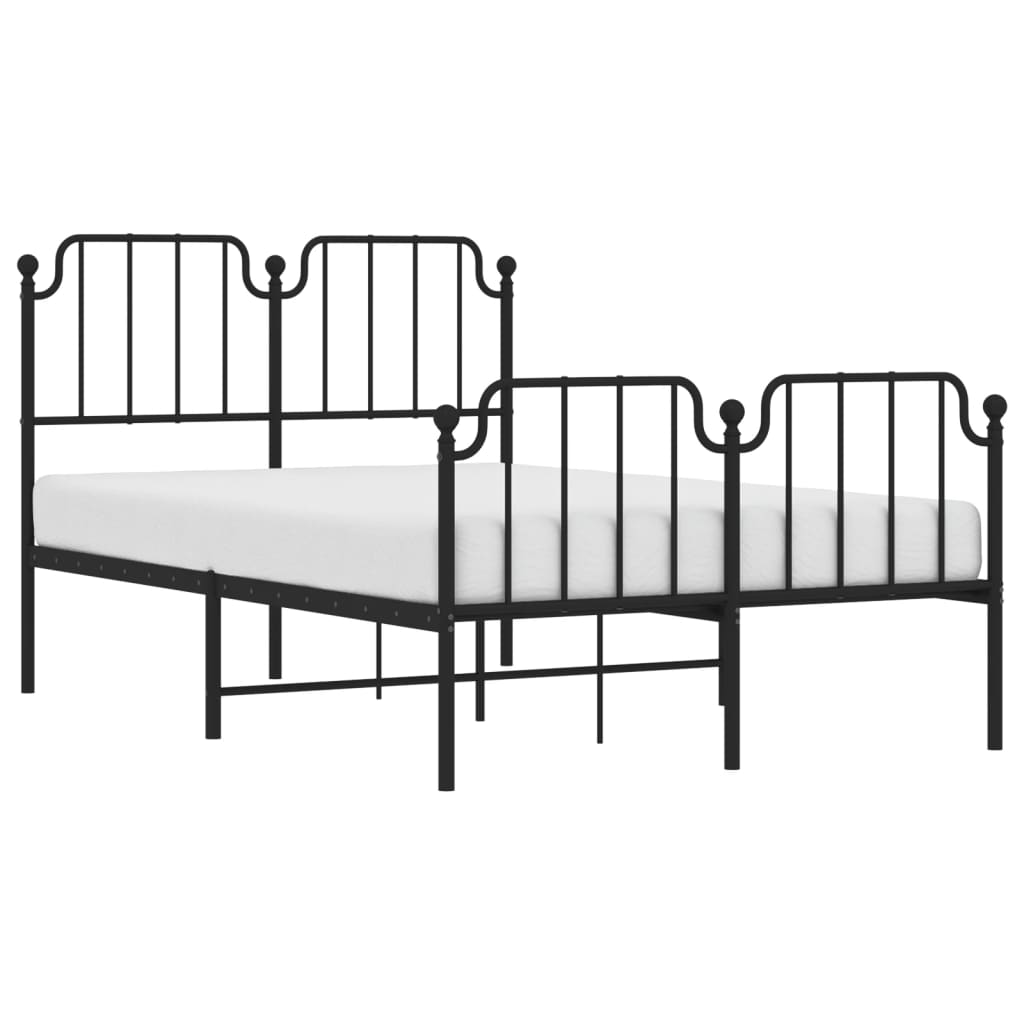 Sleek Black Metal Bed Frame with Footboard - 120x200cm
