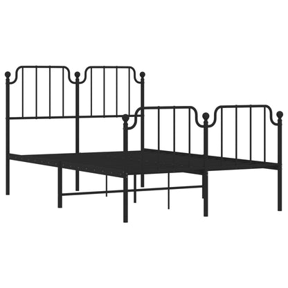 Sleek Black Metal Bed Frame with Footboard - 120x200cm