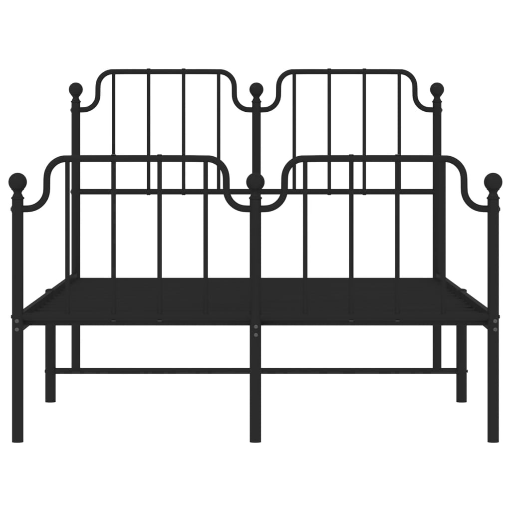 Sleek Black Metal Bed Frame with Footboard - 120x200cm