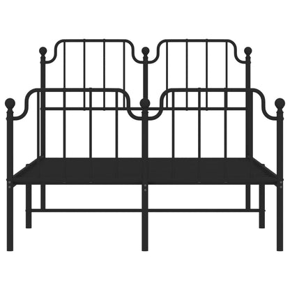 Sleek Black Metal Bed Frame with Footboard - 120x200cm