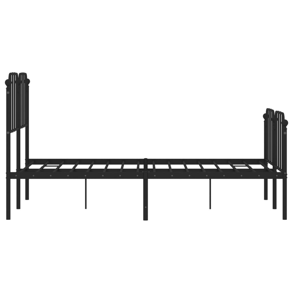 Sleek Black Metal Bed Frame with Footboard - 120x200cm