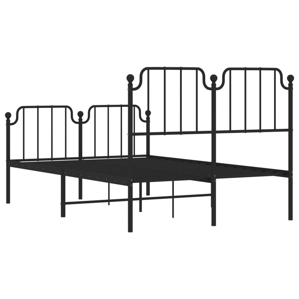 Sleek Black Metal Bed Frame with Footboard - 120x200cm