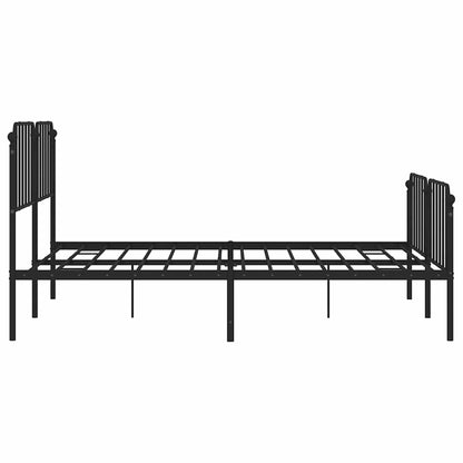 Black Metal Bed Frame with Footboard - 183x213cm, Sturdy & Stylish