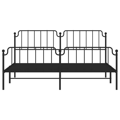 Sturdy Black Metal Bed Frame with Footboard 193x203cm