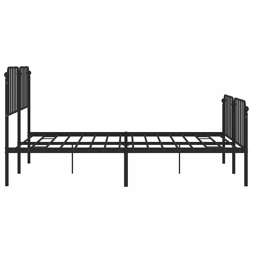 Sturdy Black Metal Bed Frame with Footboard 193x203cm