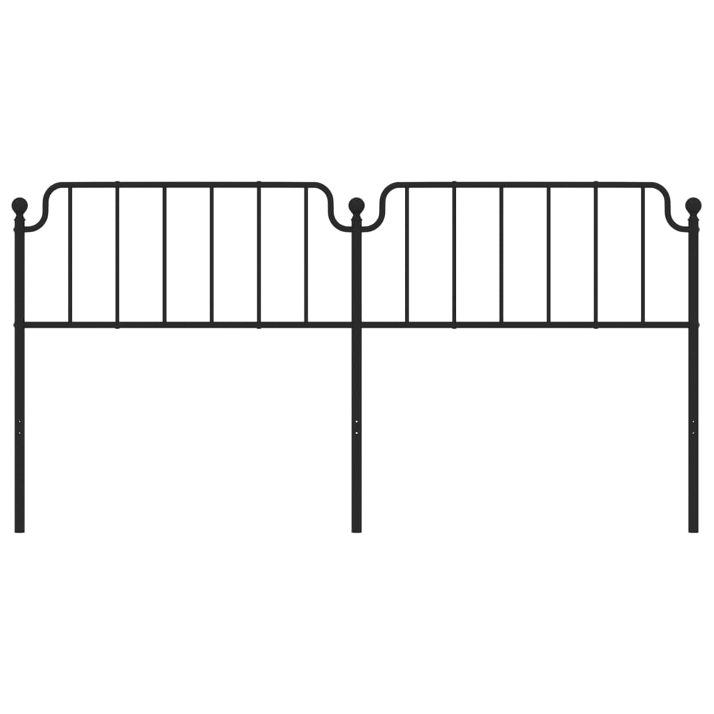 Stylish Black Metal Headboard - 200 cm Classic Bedroom Accent