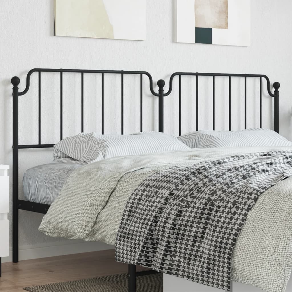 Stylish Black Metal Headboard - 200 cm Classic Bedroom Accent