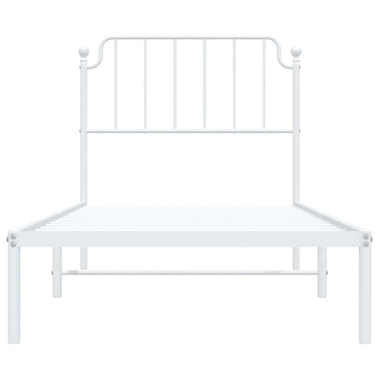 Metal Bed Frame without Mattress with Headboard White 90x190cm