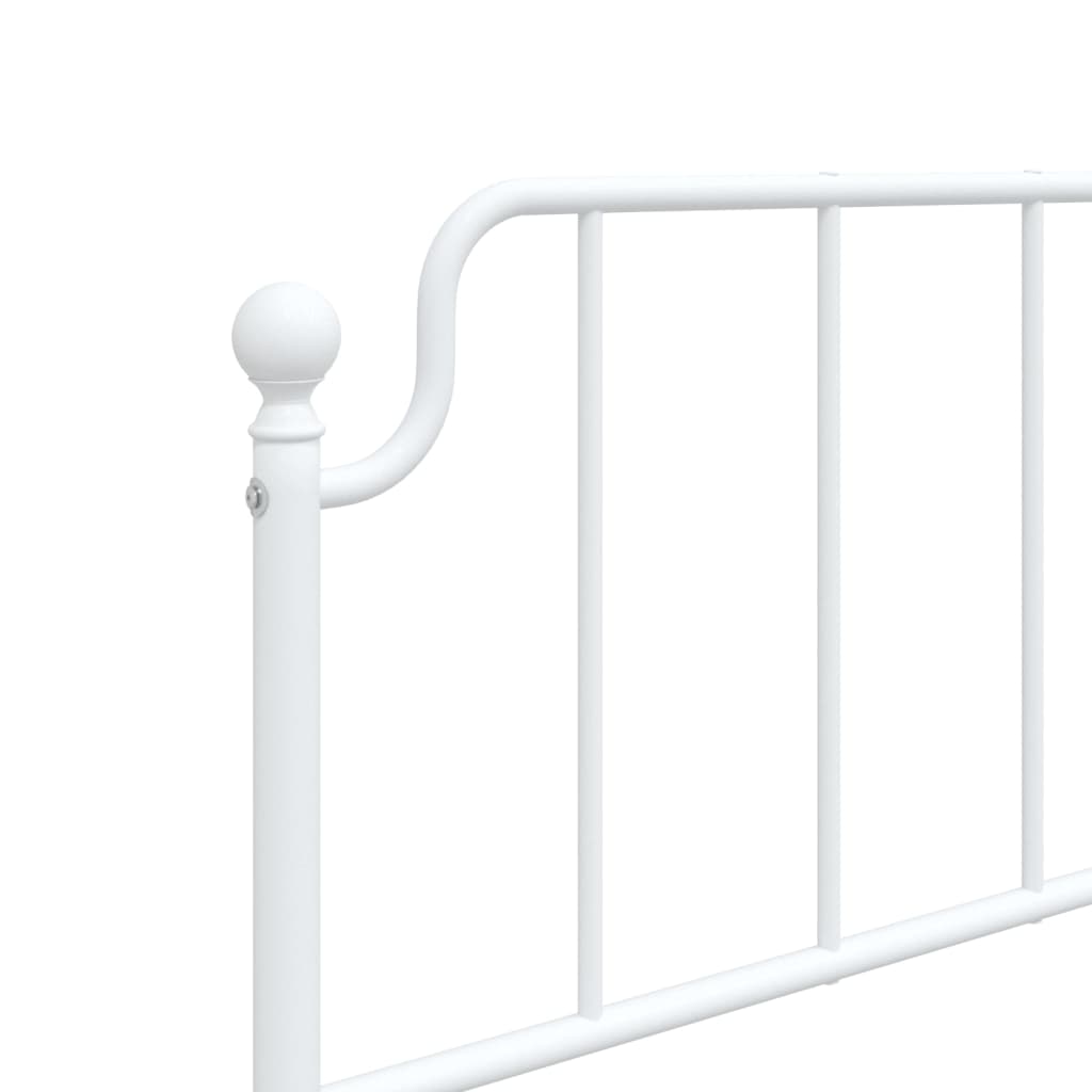 White Metal Bed Frame with Headboard - No Mattress 90x200cm