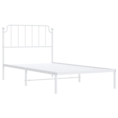 White Metal Bed Frame with Headboard - 100x190cm (No Mattress)
