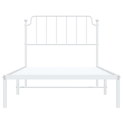 White Metal Bed Frame with Headboard - 100x190cm (No Mattress)