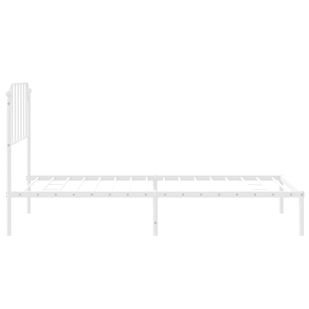 White Metal Bed Frame with Headboard - 100x190cm (No Mattress)