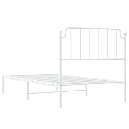White Metal Bed Frame with Headboard - 100x190cm (No Mattress)