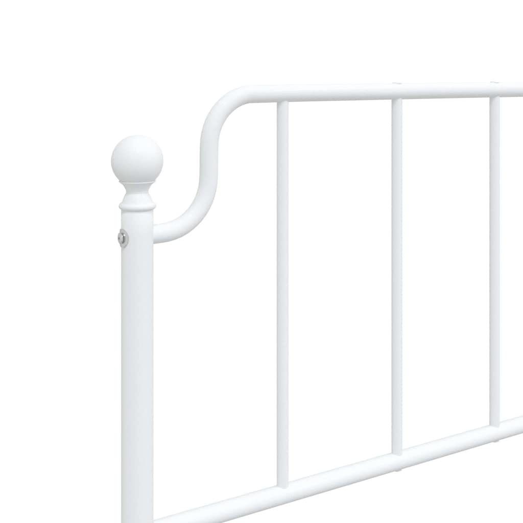 White Metal Bed Frame with Headboard - 100x190cm (No Mattress)