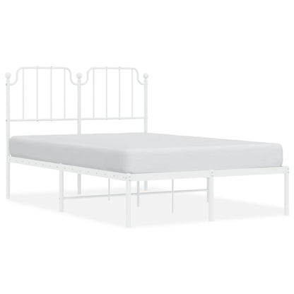 White Metal Bed Frame with Headboard, 120x190cm, No Mattress