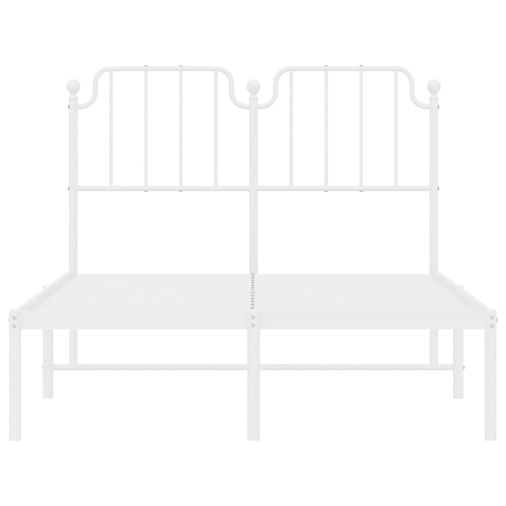White Metal Bed Frame with Headboard, 120x190cm, No Mattress