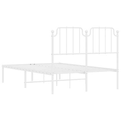 White Metal Bed Frame with Headboard, 120x190cm, No Mattress