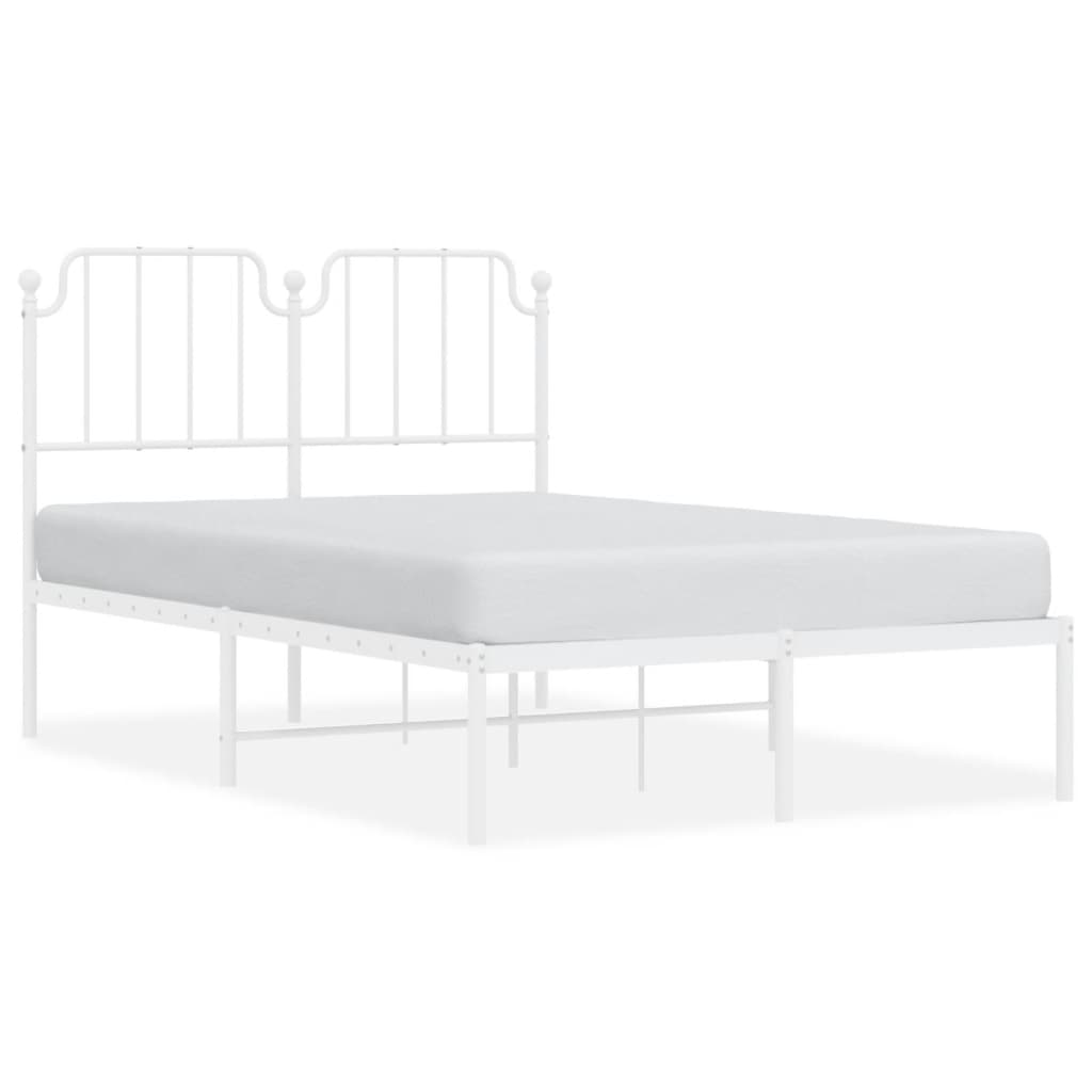 White Metal Bed Frame with Headboard, 120x200cm, No Mattress