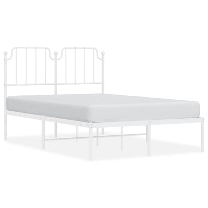 White Metal Bed Frame with Headboard, 120x200cm, No Mattress