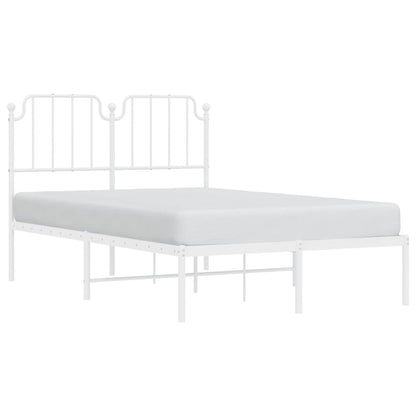 White Metal Bed Frame with Headboard, 120x200cm, No Mattress