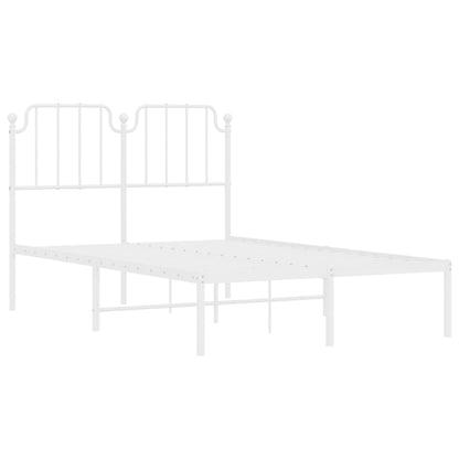 White Metal Bed Frame with Headboard, 120x200cm, No Mattress