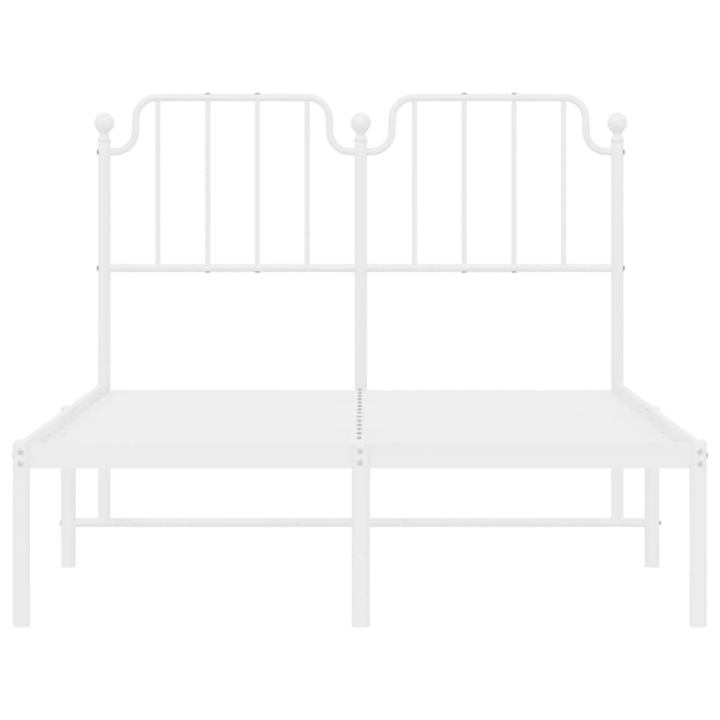 White Metal Bed Frame with Headboard, 120x200cm, No Mattress