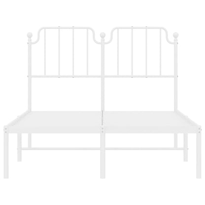 White Metal Bed Frame with Headboard, 120x200cm, No Mattress