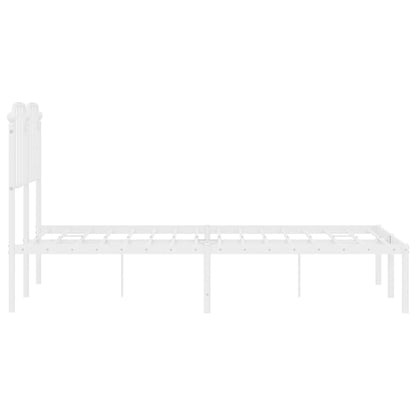 White Metal Bed Frame with Headboard, 120x200cm, No Mattress