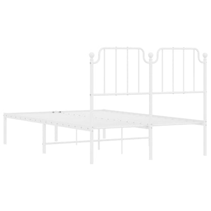 White Metal Bed Frame with Headboard, 120x200cm, No Mattress