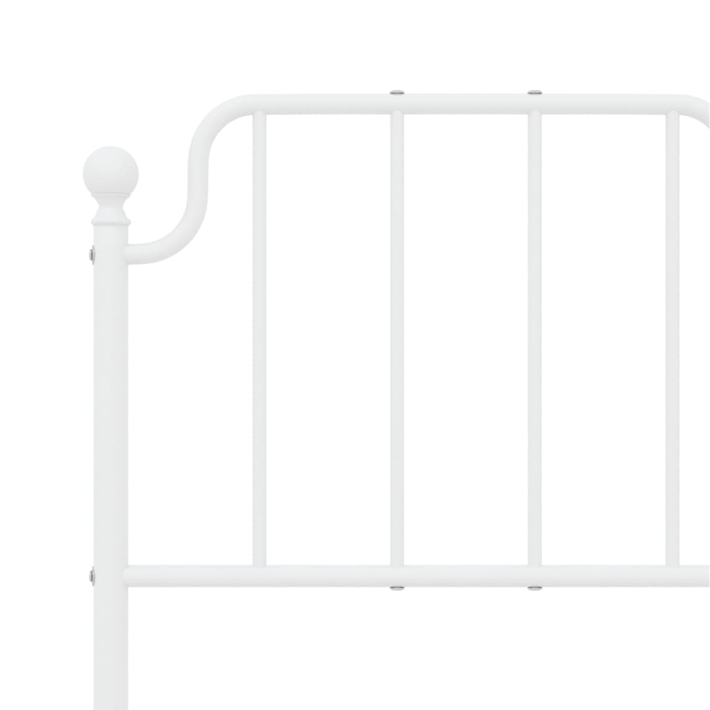 White Metal Bed Frame with Headboard, 120x200cm, No Mattress