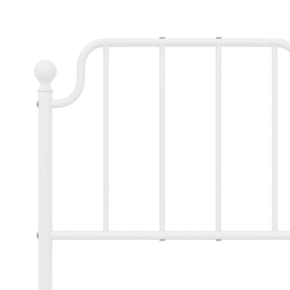White Metal Bed Frame with Headboard, 120x200cm, No Mattress