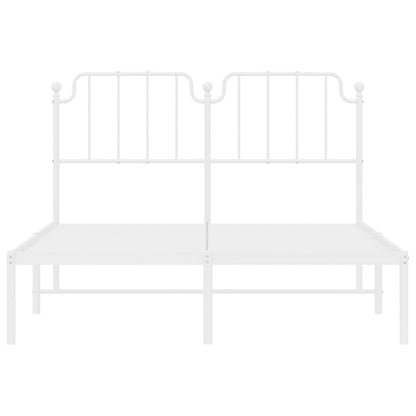 White Metal Bed Frame with Headboard, 135x190cm - No Mattress